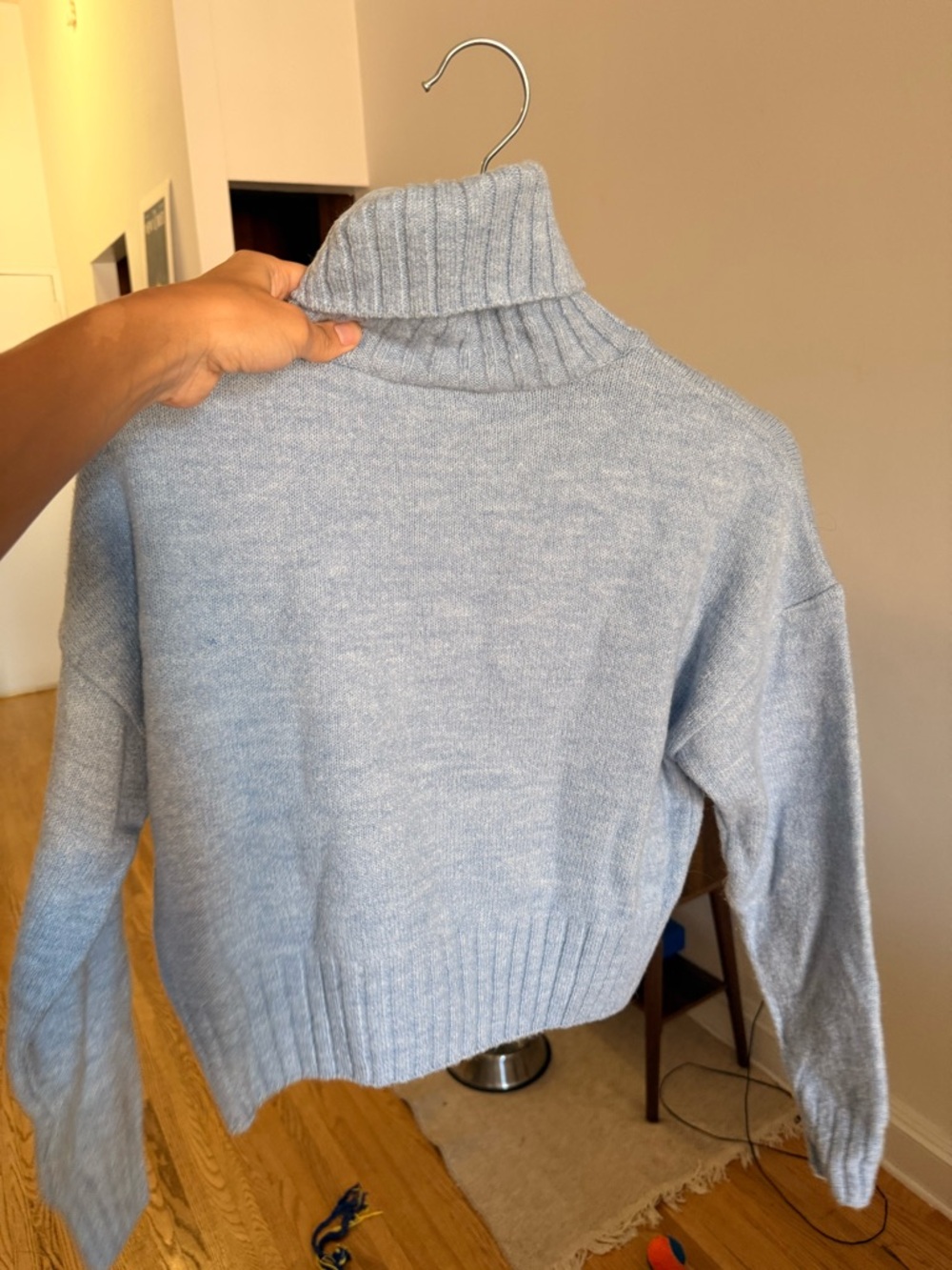 Classic Light Blue Turtleneck Sweater - Women's Cozy Knit